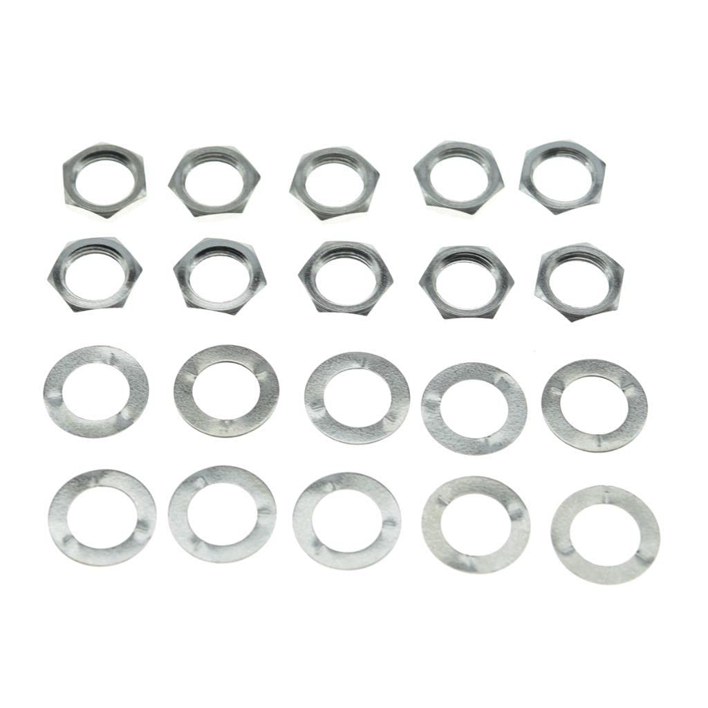 Dopro 10-Pack Brass Usa 3/8''-32 Thread Guitar Pots Nuts Potentiometer Hex Nuts Guitar/Bass Jack Nuts And Washers For Us Cts Pot